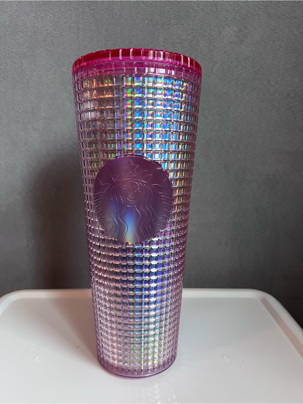 Starbucks Pink Holographic Studded Tumbler (no straw)